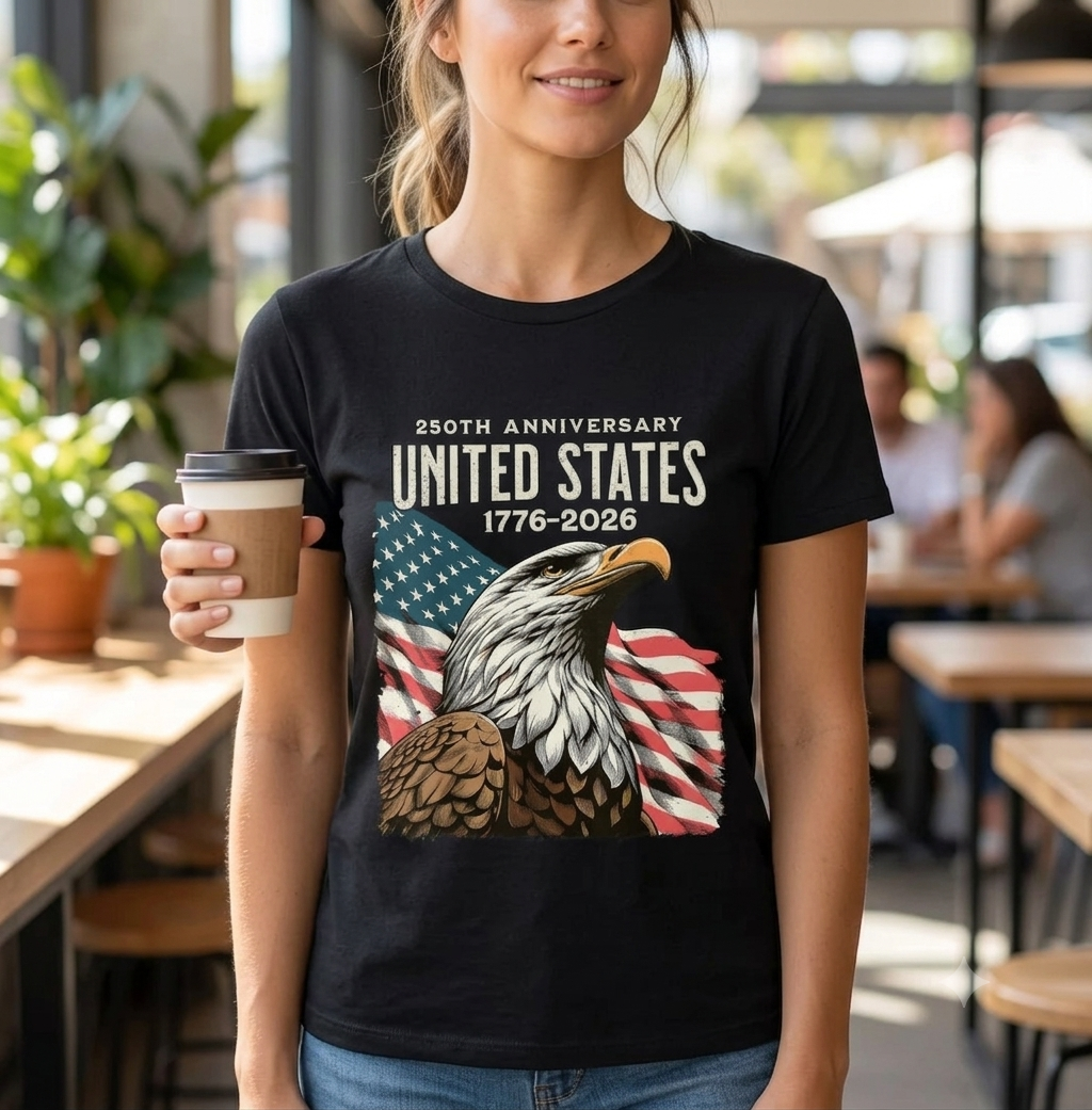 USA 250th Anniversary Patriotic T-Shirt – Soft Cotton Graphic Tee