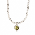 Olive Bead Snake Chain Necklace – 925 Sterling Silver Elegance