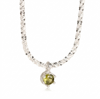 Olive Bead Snake Chain Necklace – 925 Sterling Silver Elegance