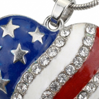 Patriotic Heart Pendant Necklace – Sparkling Style with Rhinestone Accents
