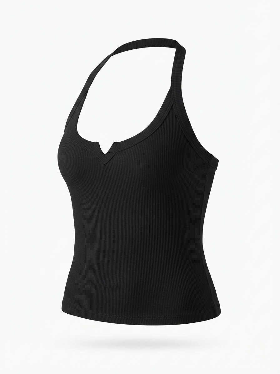 Ribbed Halter Crop Top – Flattering Fit with Soft Stretch Fabric