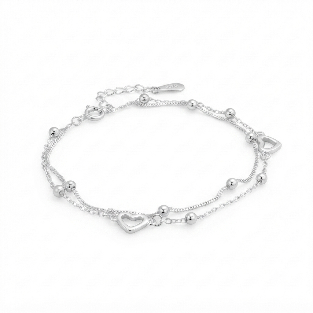 Heart Bracelet – Timeless Elegance in 925 Sterling Silver Layers