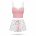 Lace Trim Pajama Set – Cozy Comfort with Soft Two-Piece Loungewear