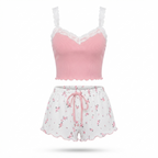 Lace Trim Pajama Set – Cozy Comfort with Soft Two-Piece Loungewear