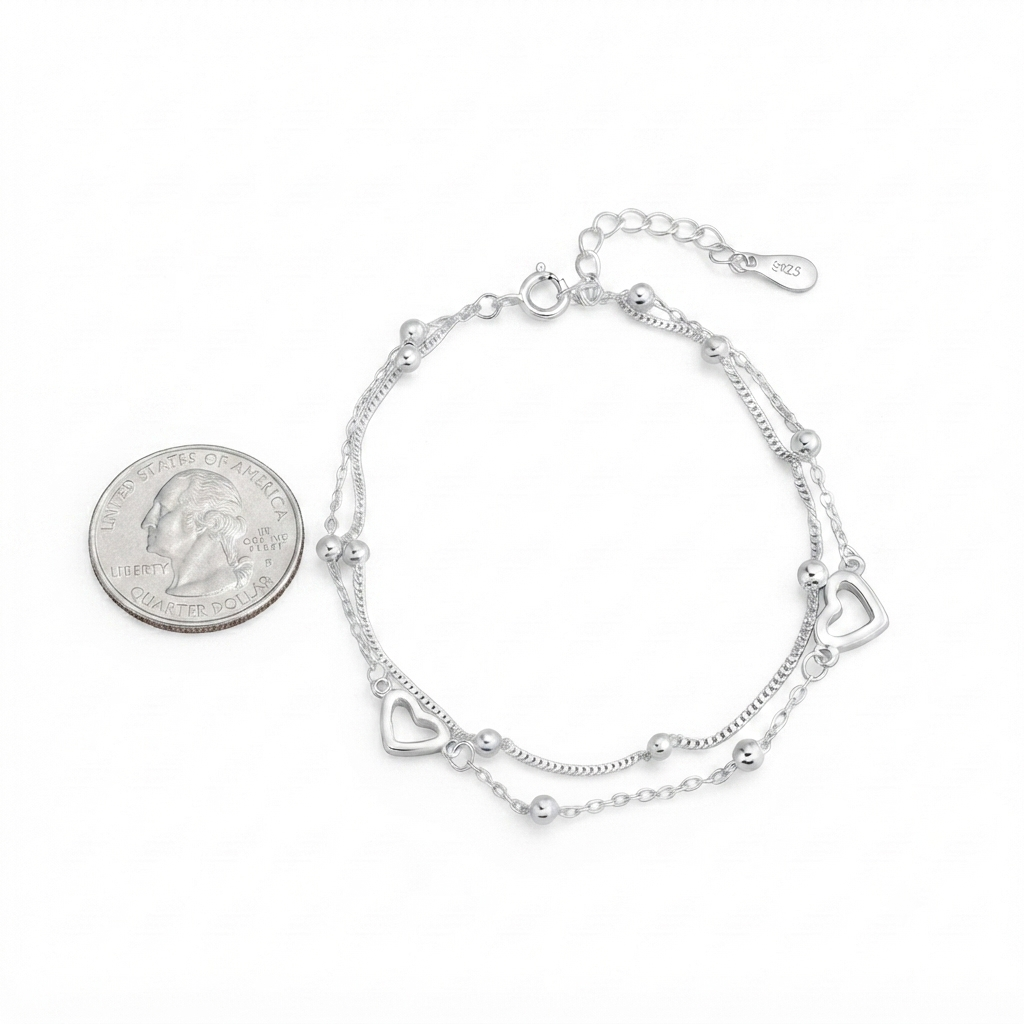 Heart Bracelet – Timeless Elegance in 925 Sterling Silver Layers