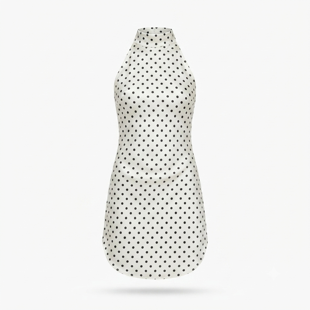 Polka Dot Halter Mini Dress – Flattering Fit with Soft Stretch Fabric