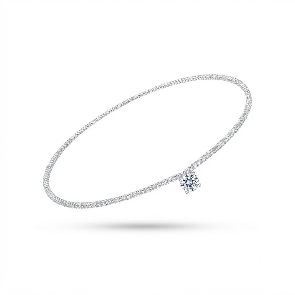 Silver Anklet – Elegant Shine with Crystal Charm Detail