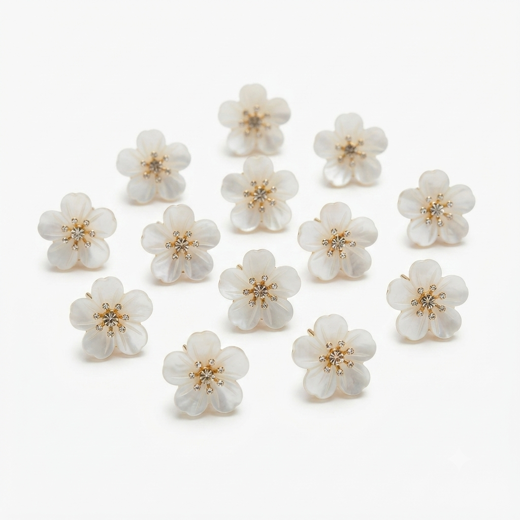 Flower Hair Rings – Elegant Braided Style with Rhinestone Accents