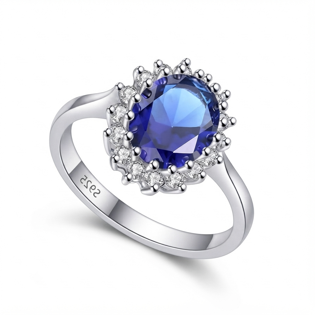 Blue Sapphire Ring – Elegant Sparkle in 925 Sterling Silver