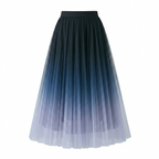 High-Waist Pleated Tulle Midi Skirt – A-Line Mesh Elegance