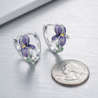 925 Sterling Silver Iris Earrings – Elegant Floral Design with Enamel