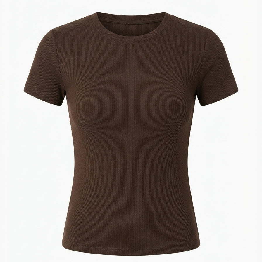 Basic Crop Top – Flattering Slim Fit Crewneck Tee