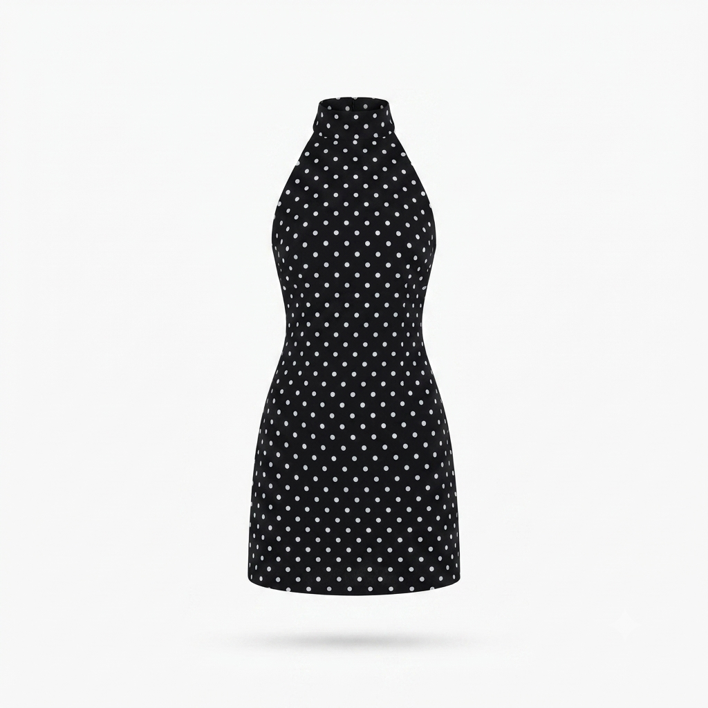 Polka Dot Halter Mini Dress – Flattering Fit with Soft Stretch Fabric
