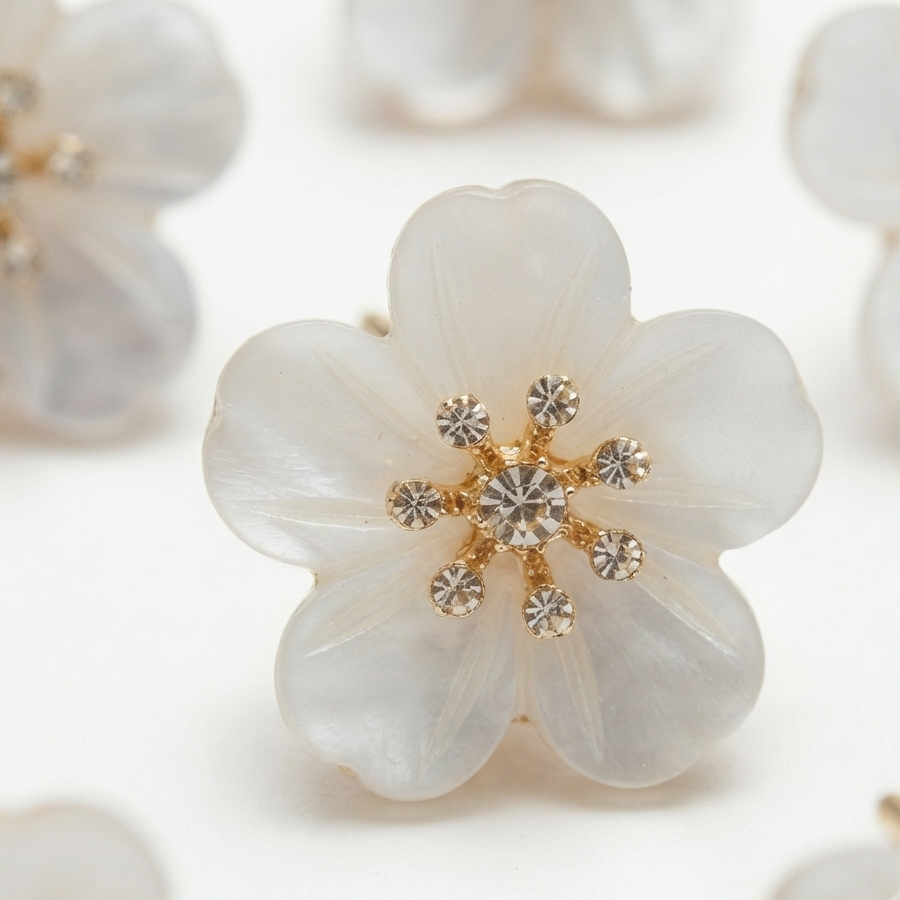 Flower Hair Rings – Elegant Braided Style with Rhinestone Accents