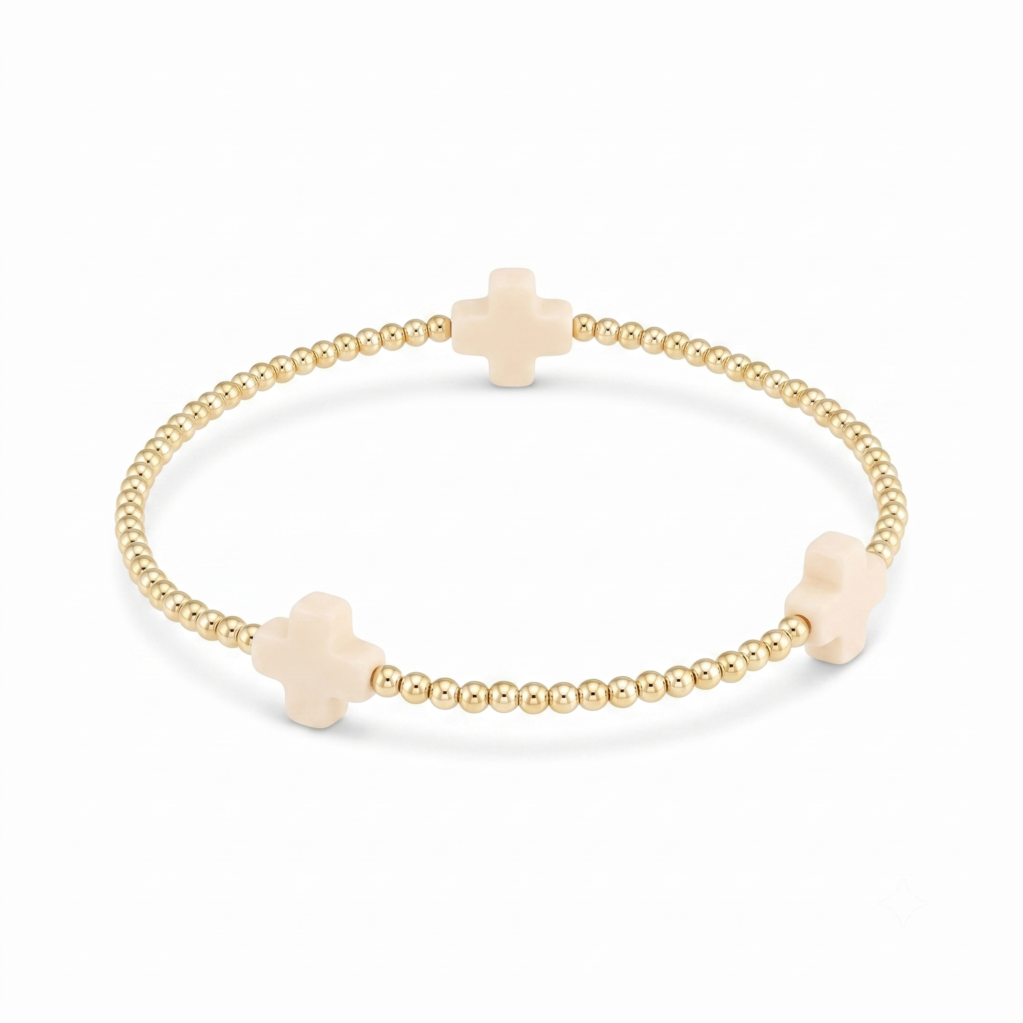 Patriotic Cross Bracelet – Independence Day Style with Gold Beads