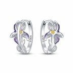 925 Sterling Silver Iris Earrings – Elegant Floral Design with Enamel