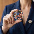 American Flag Brooch – Rhinestone Floral Patriotic Lapel Pin 1776-2026
