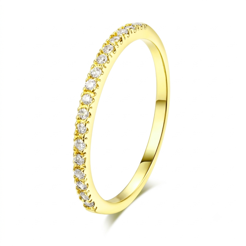 Micro Pave Zircon Ring – Delicate Sparkle for Everyday Stacking