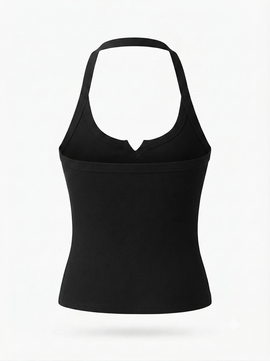 Ribbed Halter Crop Top – Flattering Fit with Soft Stretch Fabric