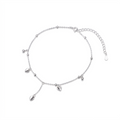 Sterling Silver Tassel Anklet – Elegant Heart Chain Accent
