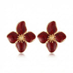 Green Flower Earrings – Vintage Charm & Drip Glaze Finish