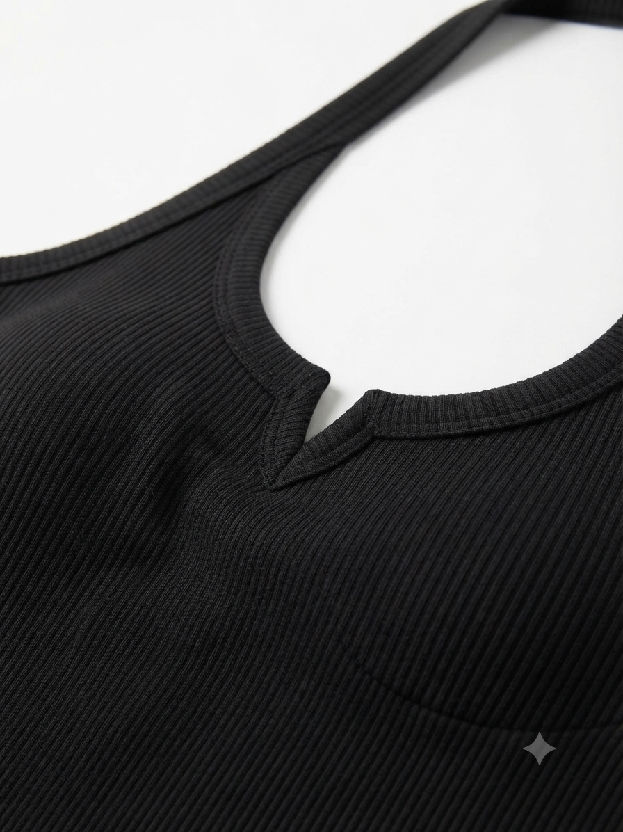 Ribbed Halter Crop Top – Flattering Fit with Soft Stretch Fabric