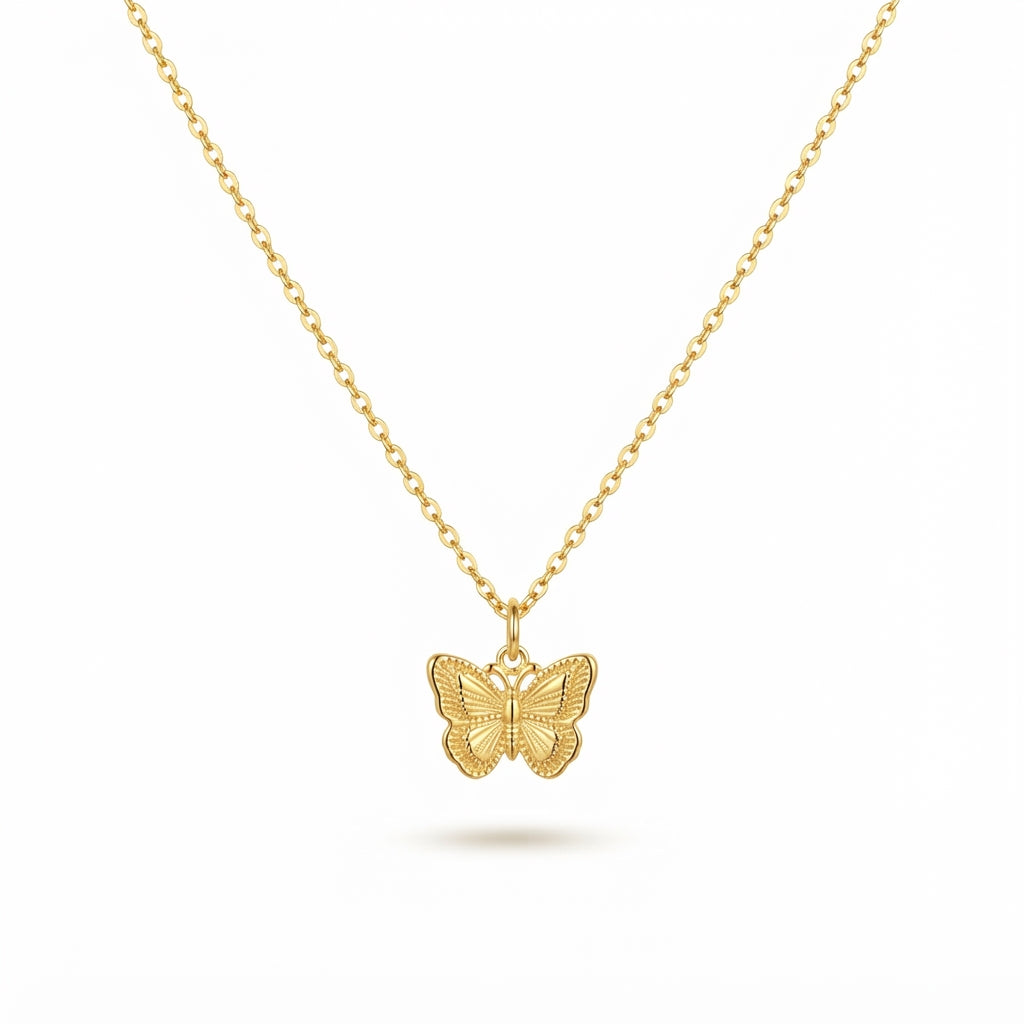 Butterfly Necklace – Vintage Charm & Stainless Steel Snake Chain