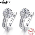 925 Sterling Silver Zircon Flower Earrings - Fine Jewelry Gift