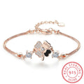925 Silver CZ Lucky Four Leaf Bracelet Gift for Women Girls