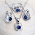 Zirconia Bridal Jewelry Set 925 Silver Earrings Ring Necklace