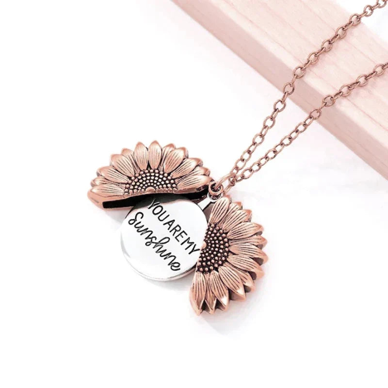 You Are My Sunshine Gold Sunflower Necklace