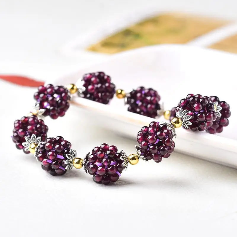 Natural Garnet Bead Bracelet Jewelry for Women