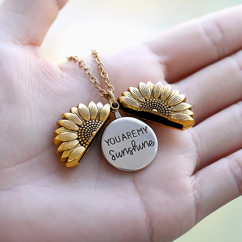 You Are My Sunshine Gold Sunflower Necklace