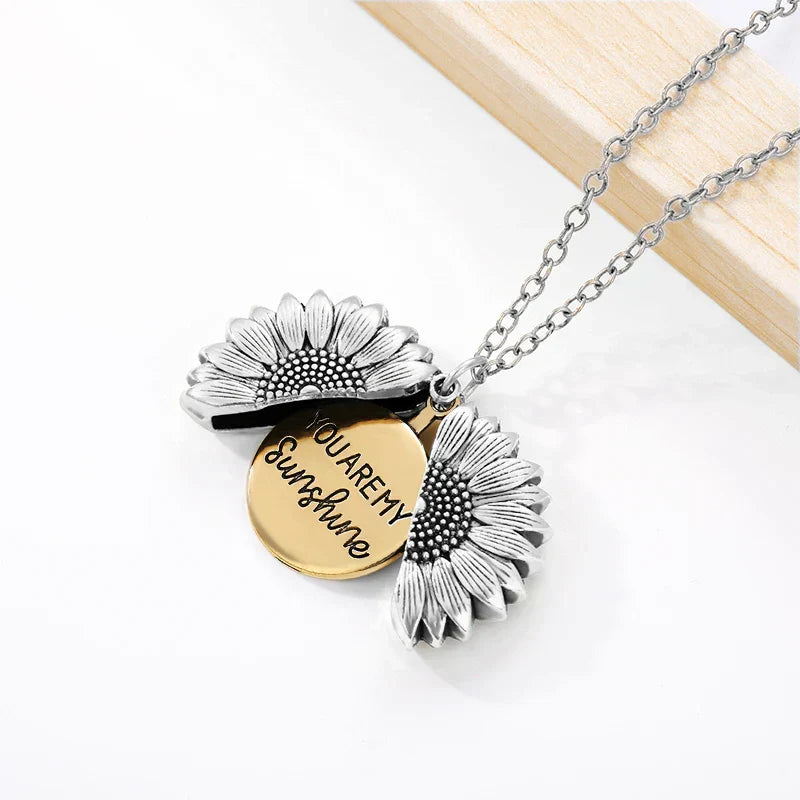 You Are My Sunshine Gold Sunflower Necklace