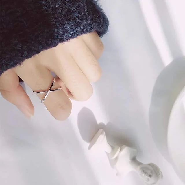 Vintage 925 Silver Cross Ring Women Wedding Adjustable