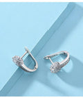 925 Sterling Silver Zircon Flower Earrings - Fine Jewelry Gift