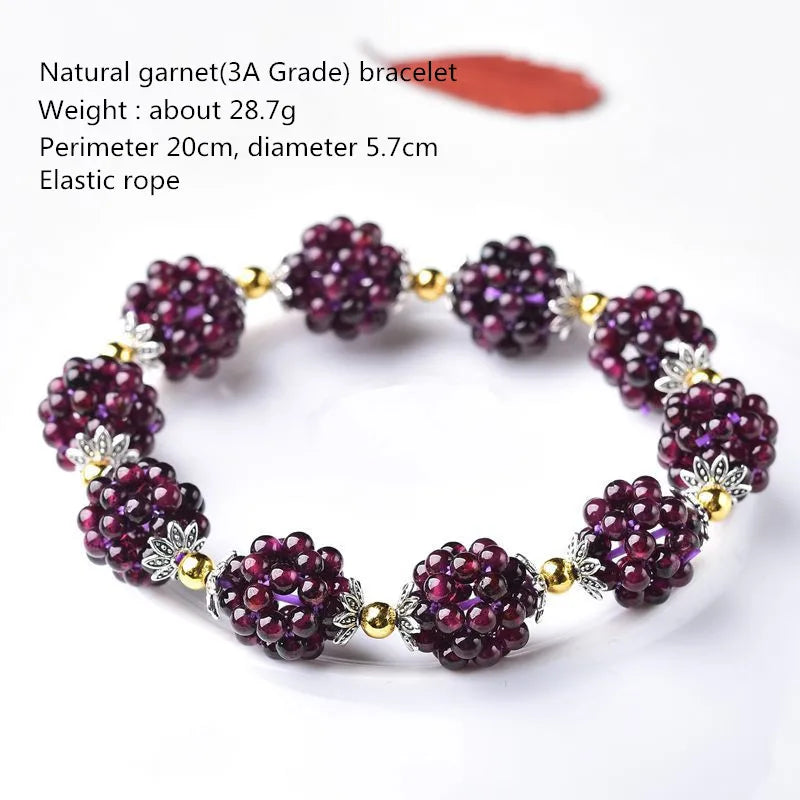 Natural Garnet Bead Bracelet Jewelry for Women