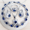 Zirconia Bridal Jewelry Set 925 Silver Earrings Ring Necklace