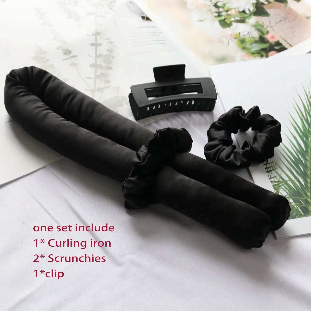 Pure Silk Heatless Curls Hair Rollers Set with Clips & Ribbon