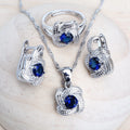 Zirconia Bridal Jewelry Set 925 Silver Earrings Ring Necklace