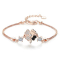 925 Silver CZ Lucky Four Leaf Bracelet Gift for Women Girls
