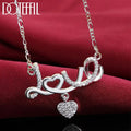 925 Silver 18'' Heart AAA Zircon Pendant Necklace for Women