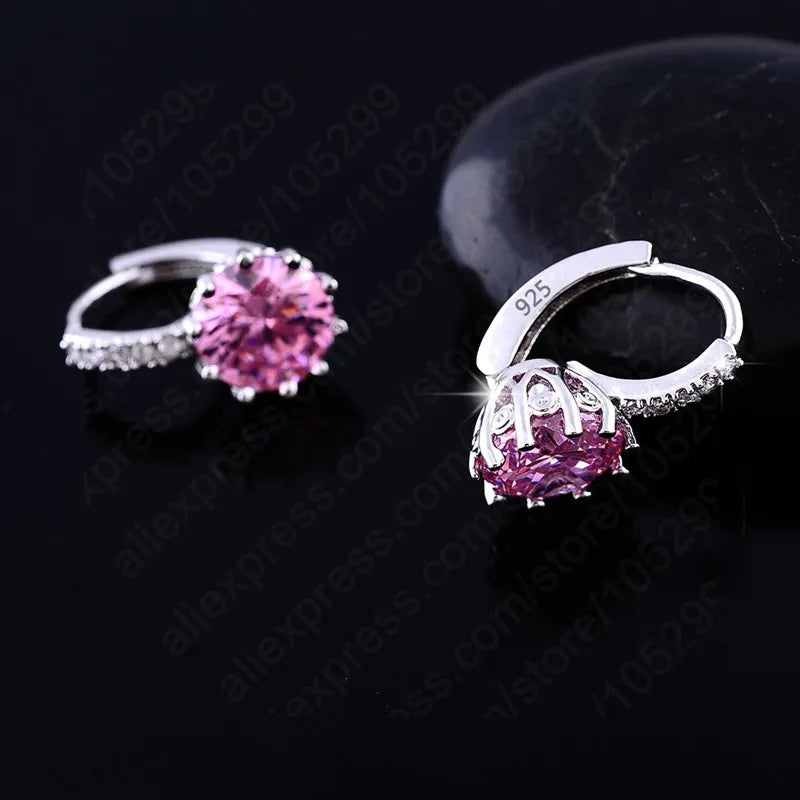 925 Silver Hoop Earrings for Women, Wedding, Crystal Gift