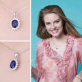 Princess Diana Inspired Blue Sapphire Ruby Emerald 925 Silver Pendant
