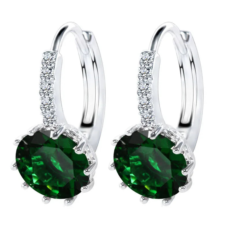 925 Silver Hoop Earrings for Women, Wedding, Crystal Gift