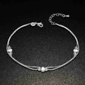 Heart-Shaped 925 Silver Anklet Bracelet – Women's Fashion Jewelry