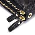Long Wallet in Genuine Leather Women's Double Zipper Style