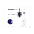 Princess Diana Inspired Blue Sapphire Ruby Emerald 925 Silver Pendant