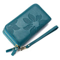 Long Wallet in Genuine Leather Women's Double Zipper Style