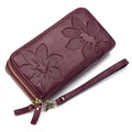 Long Wallet in Genuine Leather Women's Double Zipper Style